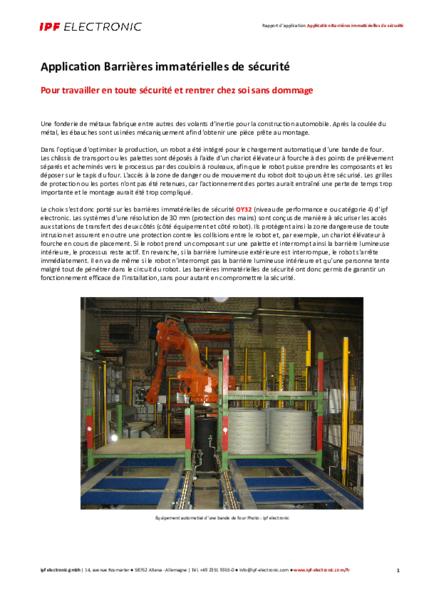 Application Barrières immatérielles de sécurité