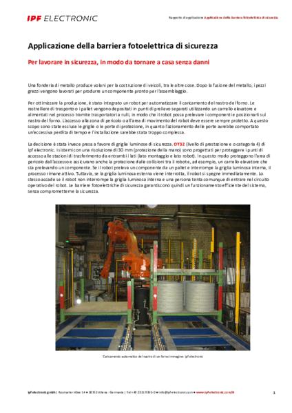 Applicazione della barriera fotoelettrica di sicurezza