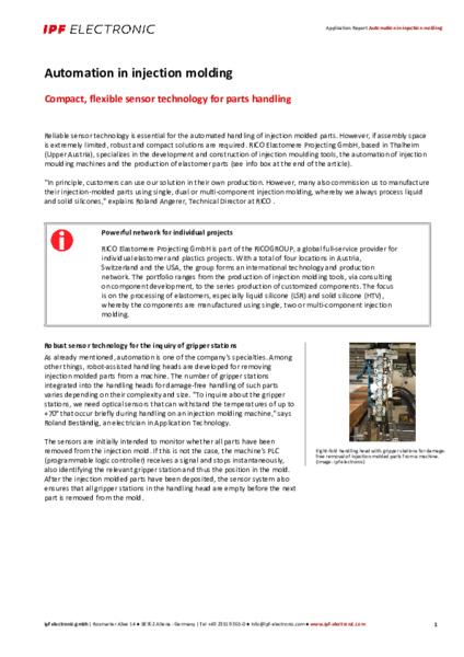 Automation in injection molding