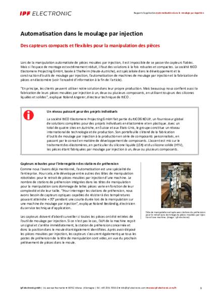 Automatisation dans le moulage par injection