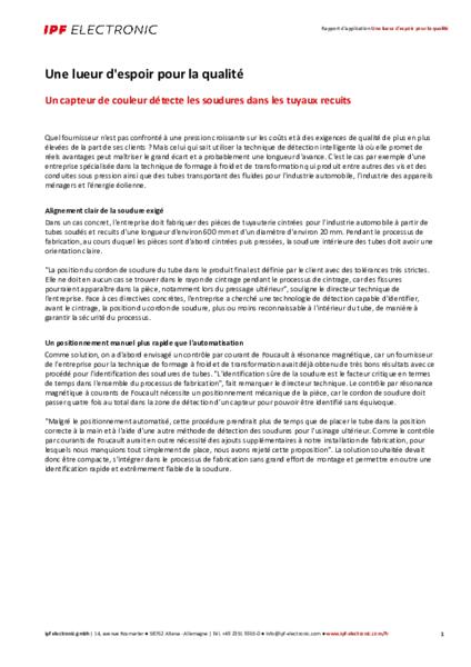 Une lueur d'espoir pour la qualité