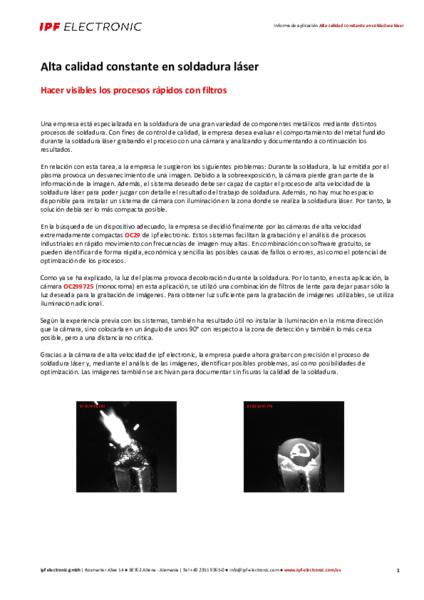 Alta calidad constante en soldadura láser