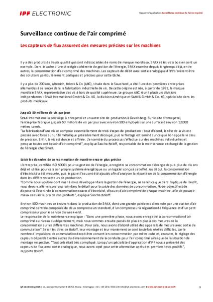 Surveillance continue de l'air comprimé