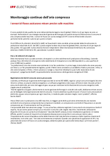 Monitoraggio continuo dell'aria compressa