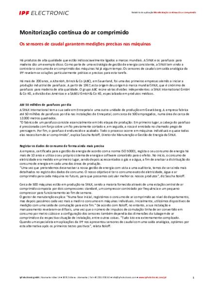 Monitorização contínua do ar comprimido