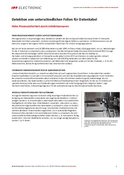 Detektion von unterschiedlichen Folien für Datenkabel