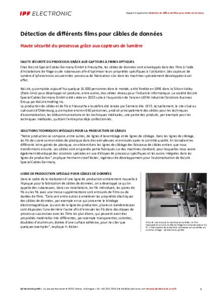 Détection de différents films pour câbles de données