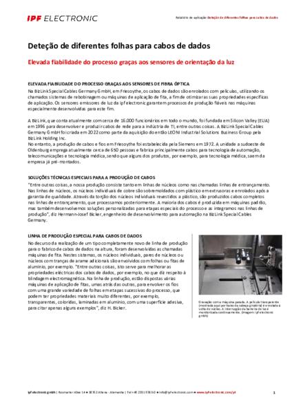 Deteção de diferentes folhas para cabos de dados