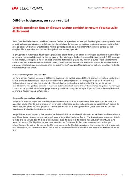 Différents signaux, un seul résultat