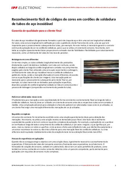 Reconhecimento fácil de códigos de cores em cordões de soldadura de tubos de aço inoxidável