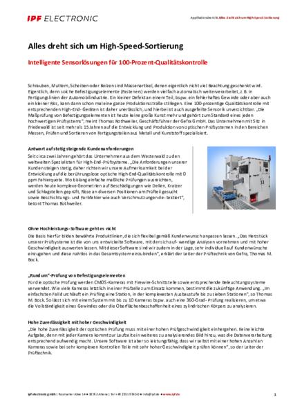 Alles dreht sich um High-Speed-Sortierung