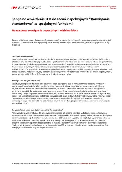 Specjalne oświetlenie LED do zadań inspekcyjnych "Rozwiązanie standardowe" ze specjalnymi funkcjami