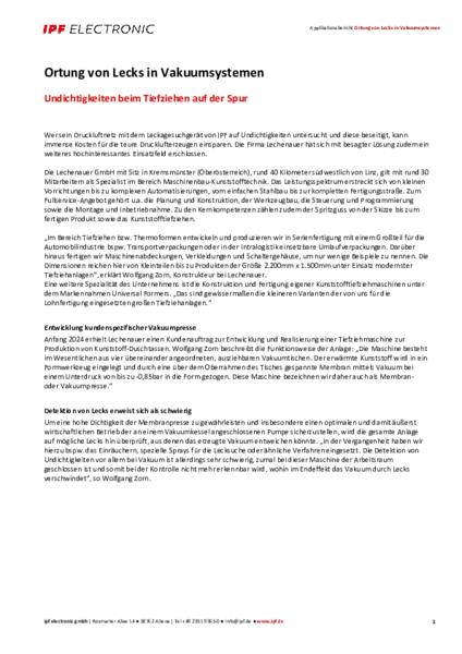 Ortung von Lecks in Vakuumsystemen