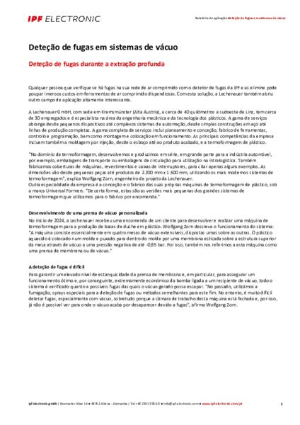 Deteção de fugas em sistemas de vácuo
