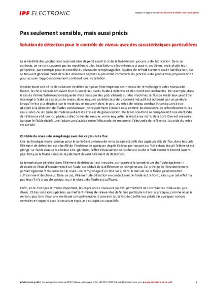 Pas seulement sensible, mais aussi précis