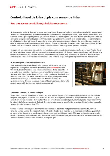 Controlo fiável de folha dupla com sensor de linha
