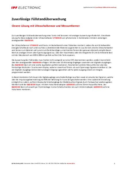 Zuverlässige Füllstandüberwachung