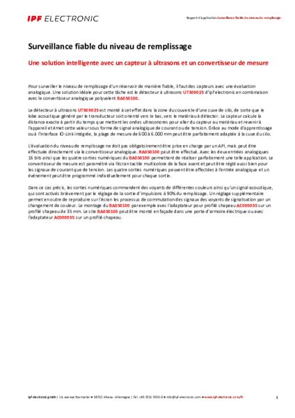 Surveillance fiable du niveau de remplissage