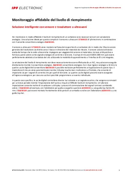 Monitoraggio affidabile del livello di riempimento