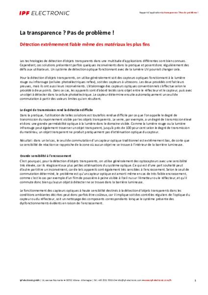 La transparence ? Pas de problème !