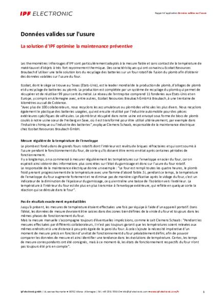 Données valides sur l'usure
