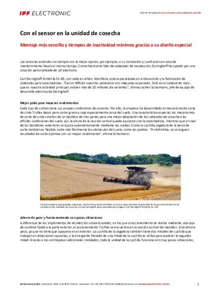 Con el sensor en la unidad de cosecha