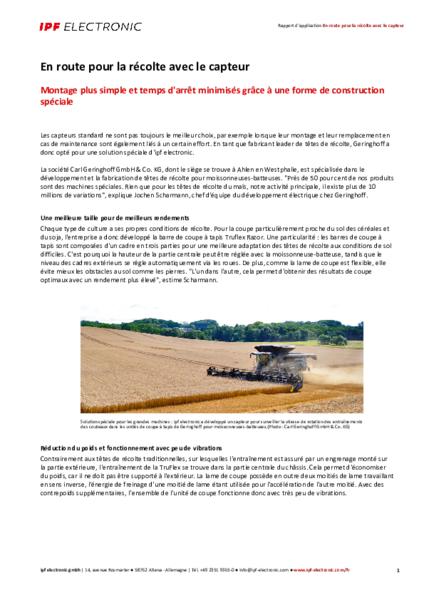 En route pour la récolte avec le capteur