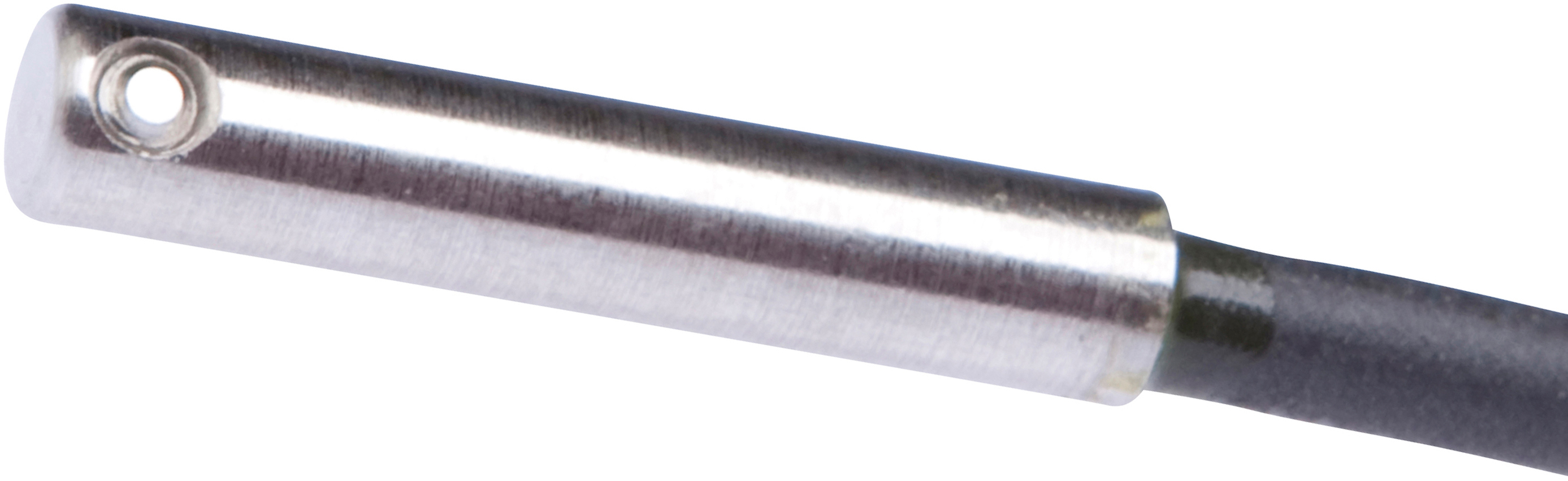 Sensor Magnetisch, Zylinder, 4,1mm Rundnut, Ø4mm 20lang, 10-30V DC, 1x PNP NO, M12-Kabelstecker 4polig 0,3m PUR (Polyurethan), IP67, VA, LED, 6mT, Einbau seitlich, Lage der Sensorfläche Geräterandbereich