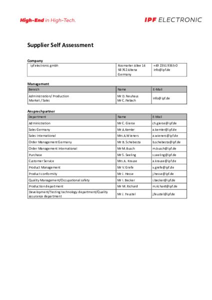 Supplier self assessment